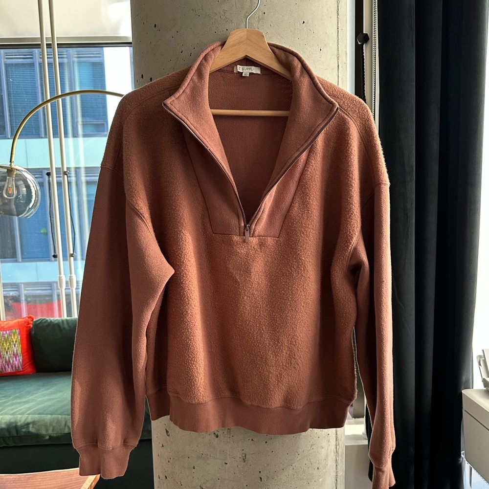 Z SUPPLY 1/4 Zip Pullover Sweatshirt L
